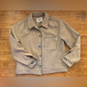 BDG Tan Lightweight Shirt Jacket with Multicolor Buttons